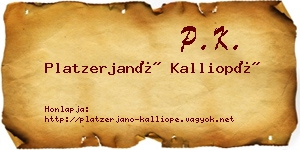 Platzerjanó Kalliopé névjegykártya